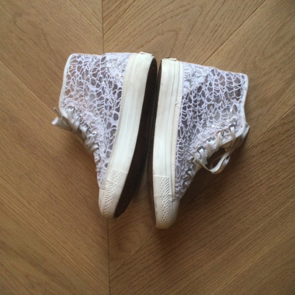 MISS SIXTY girls white lace high top trainers - Picture 3 of 8